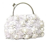 Evening Bag - Rosettes w/ Metal Handle – White – BG-88964WT